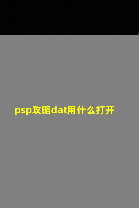 psp攻略dat用什么打开