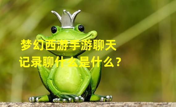 梦幻西游手游聊天记录聊什么是什么？